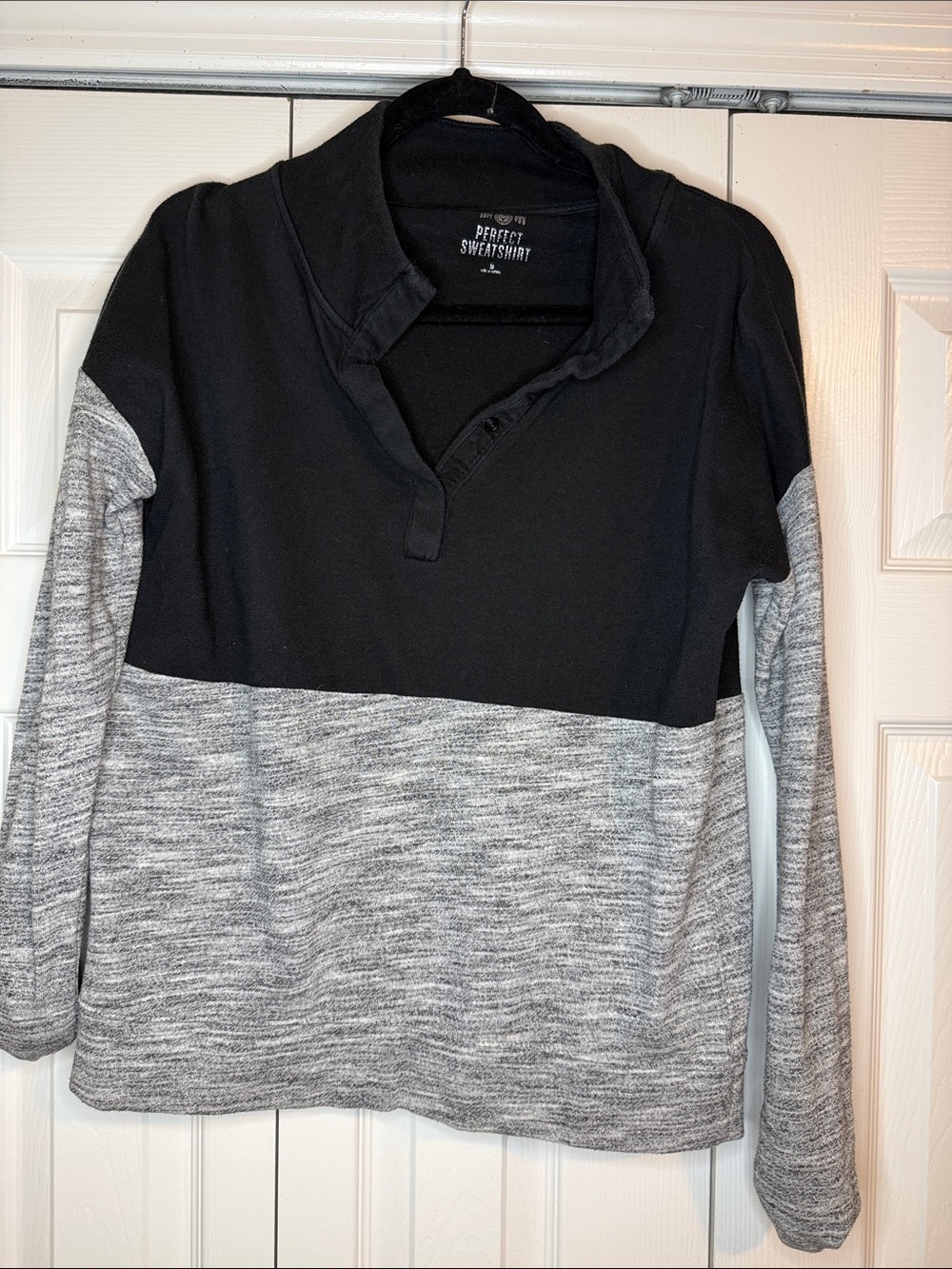 SO Black and Gray Colorblock Zip-Up Sweater